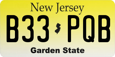 NJ license plate B33PQB