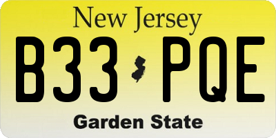 NJ license plate B33PQE