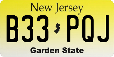 NJ license plate B33PQJ