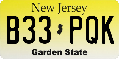 NJ license plate B33PQK