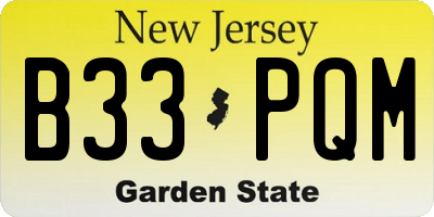 NJ license plate B33PQM