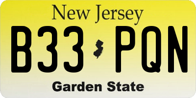 NJ license plate B33PQN