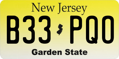 NJ license plate B33PQO