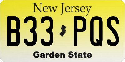 NJ license plate B33PQS
