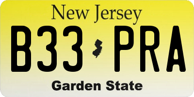 NJ license plate B33PRA
