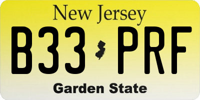 NJ license plate B33PRF