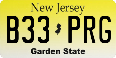NJ license plate B33PRG