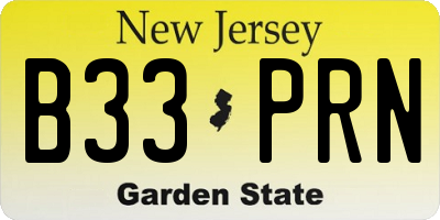 NJ license plate B33PRN