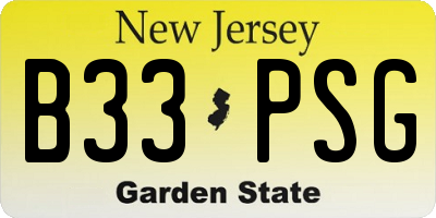 NJ license plate B33PSG