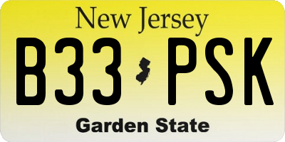 NJ license plate B33PSK