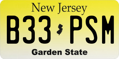 NJ license plate B33PSM