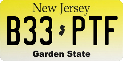 NJ license plate B33PTF