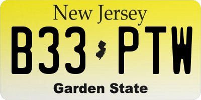 NJ license plate B33PTW