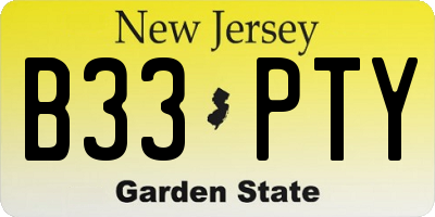 NJ license plate B33PTY