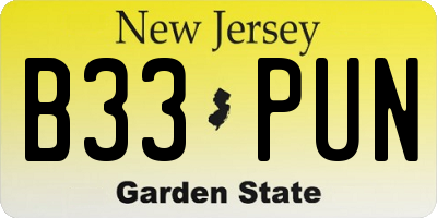 NJ license plate B33PUN