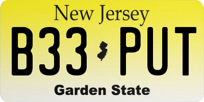 NJ license plate B33PUT