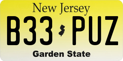 NJ license plate B33PUZ