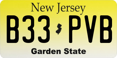 NJ license plate B33PVB
