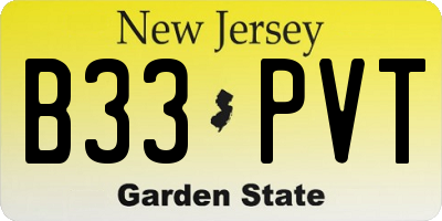 NJ license plate B33PVT
