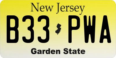 NJ license plate B33PWA