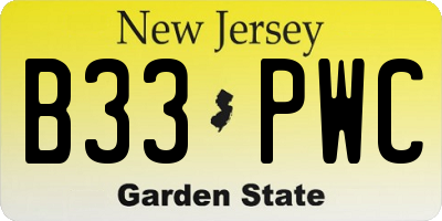 NJ license plate B33PWC