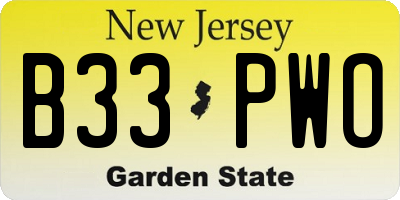 NJ license plate B33PWO