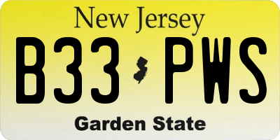 NJ license plate B33PWS