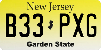 NJ license plate B33PXG