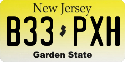 NJ license plate B33PXH
