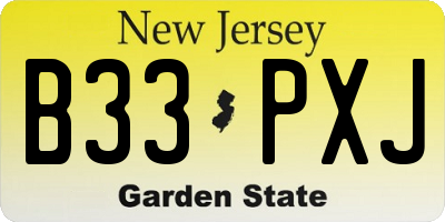 NJ license plate B33PXJ