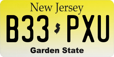 NJ license plate B33PXU