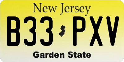 NJ license plate B33PXV