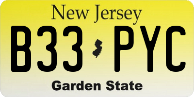 NJ license plate B33PYC