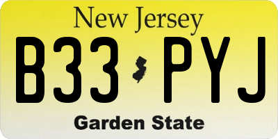 NJ license plate B33PYJ
