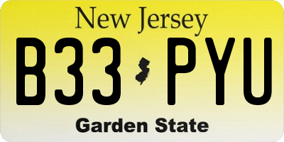 NJ license plate B33PYU