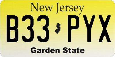 NJ license plate B33PYX