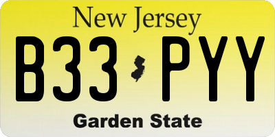 NJ license plate B33PYY