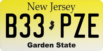 NJ license plate B33PZE