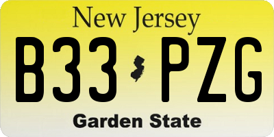 NJ license plate B33PZG