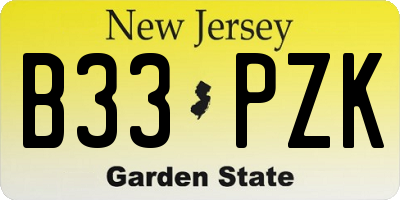 NJ license plate B33PZK