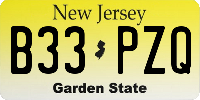 NJ license plate B33PZQ