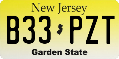 NJ license plate B33PZT