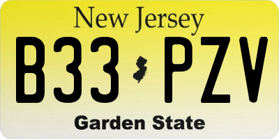 NJ license plate B33PZV