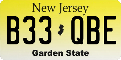 NJ license plate B33QBE
