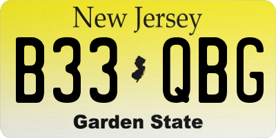 NJ license plate B33QBG