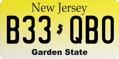 NJ license plate B33QBO