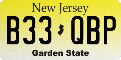 NJ license plate B33QBP