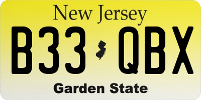 NJ license plate B33QBX