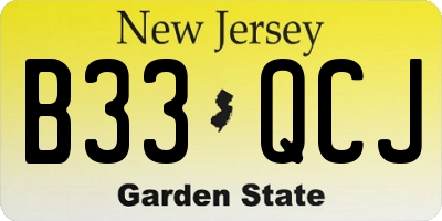 NJ license plate B33QCJ