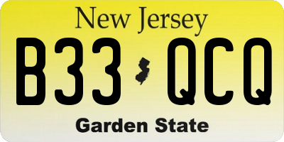 NJ license plate B33QCQ